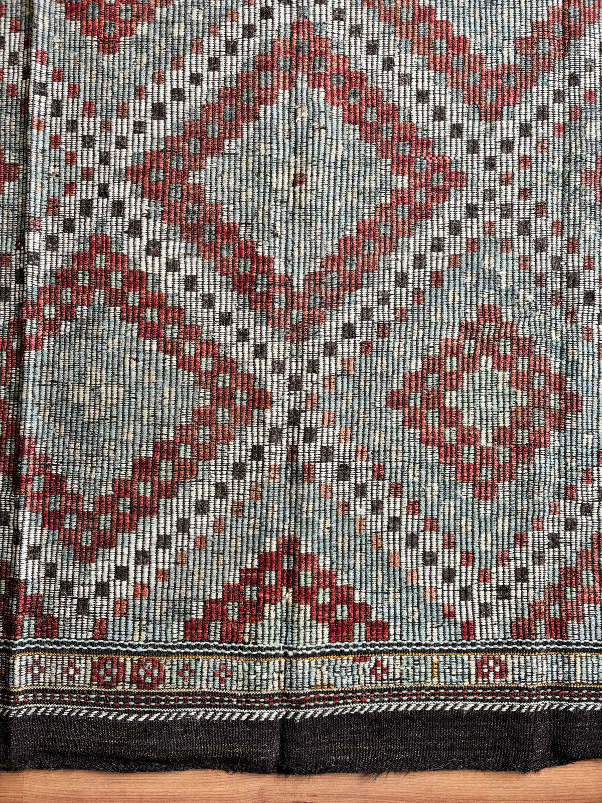 Vintage Balıkesir Cicim Kilim, Pale Blue & Red, 195 × 343 cm – detail view 7