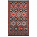 Vintage Balıkesir cicim kilim in pink and charcoal, 180 × 330 cm