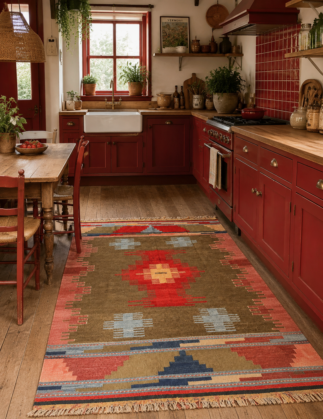 Vintage Turkish Uşak Kilim – 124 × 170 cm – Handmade Wool Tribal Rug