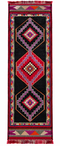 Vintage Herki Runner Rug – Black · 87 × 300 cm