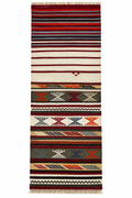 Vintage ivory Turkish kilim runner, 66 × 200 cm