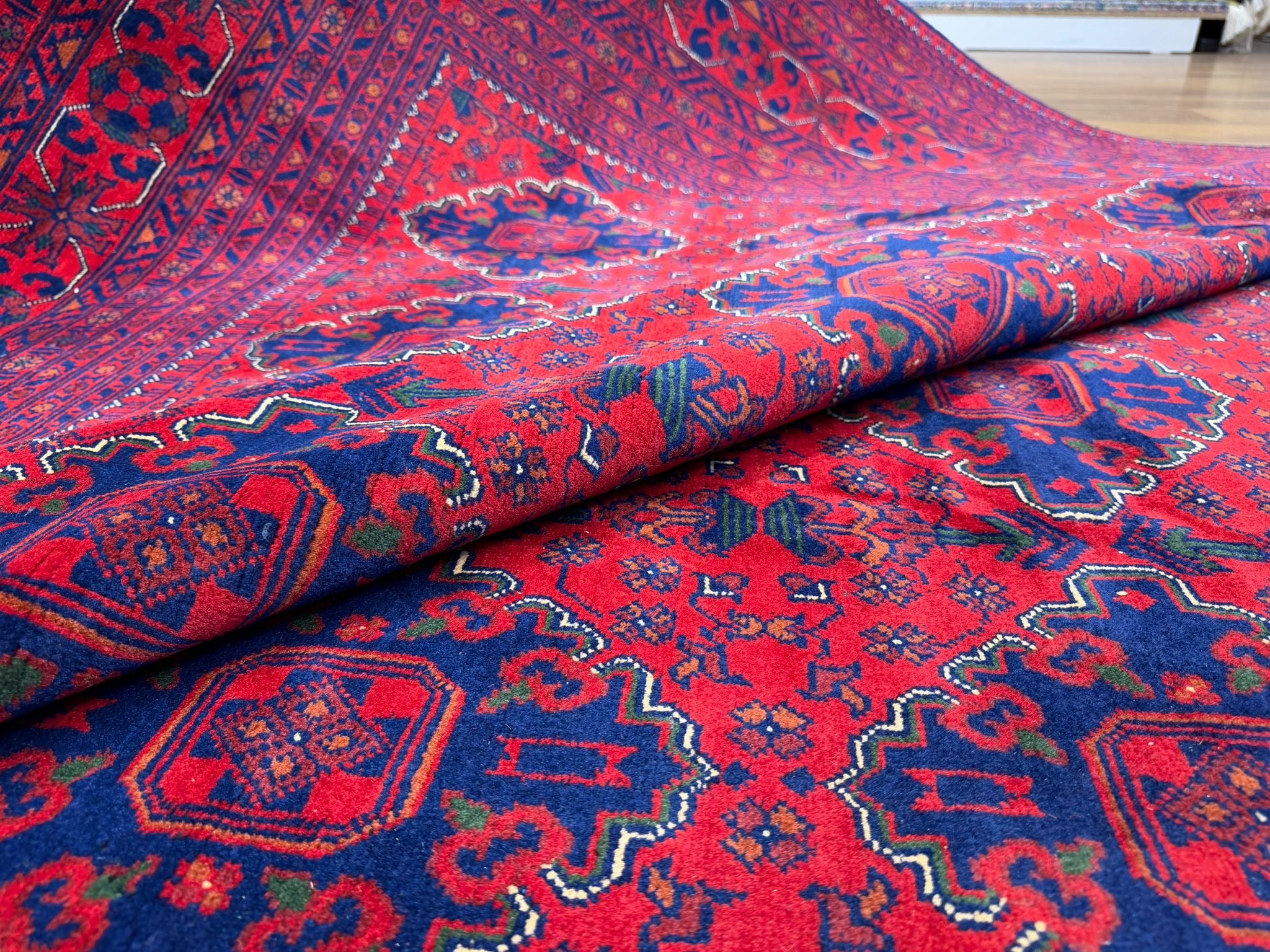 Afghan Beljick Wool Rug – Handmade Red Tribal Rug – 300x400 cm – Traditional Afghan Carpet – Large Oriental Rug