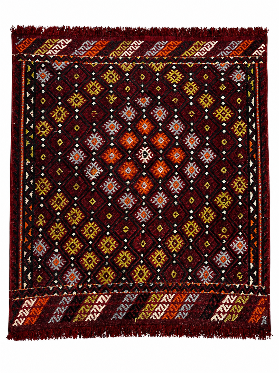 105 × 115 cm Vintage Konya Kilim – Handmade Turkish Wool Carpet