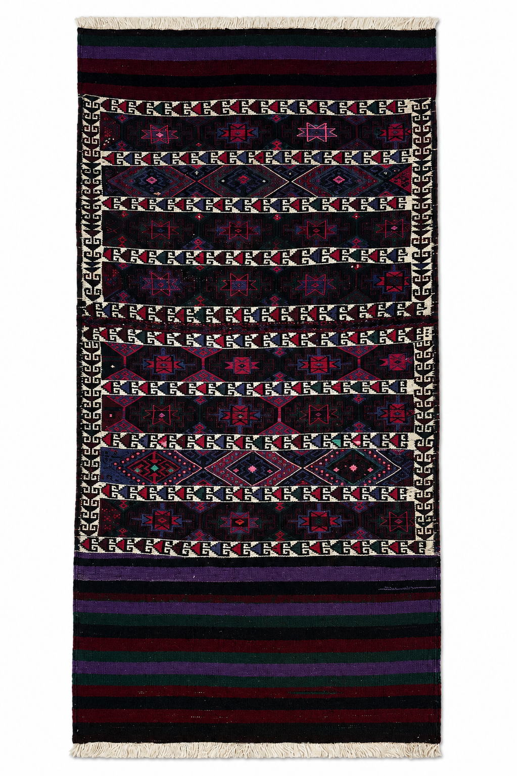 79 × 196 cm | Handmade Vintage Hakkari Wool Kilim