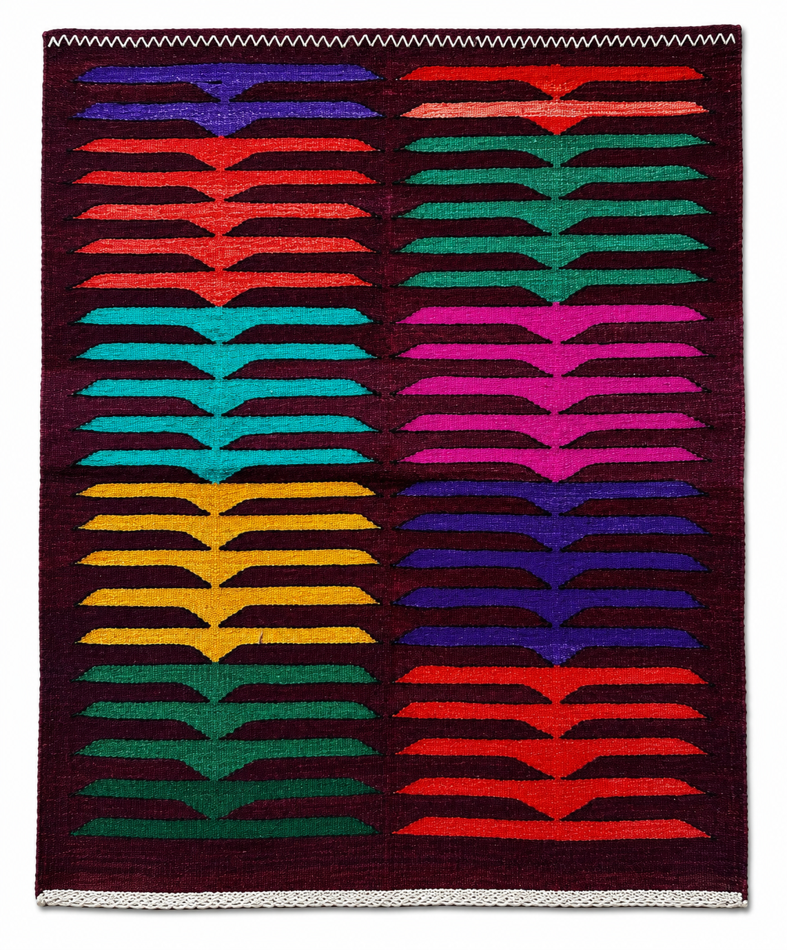 95 × 100 cm Vintage Afyon Parmaklı Kilim – Handmade Turkish Wool Carpet