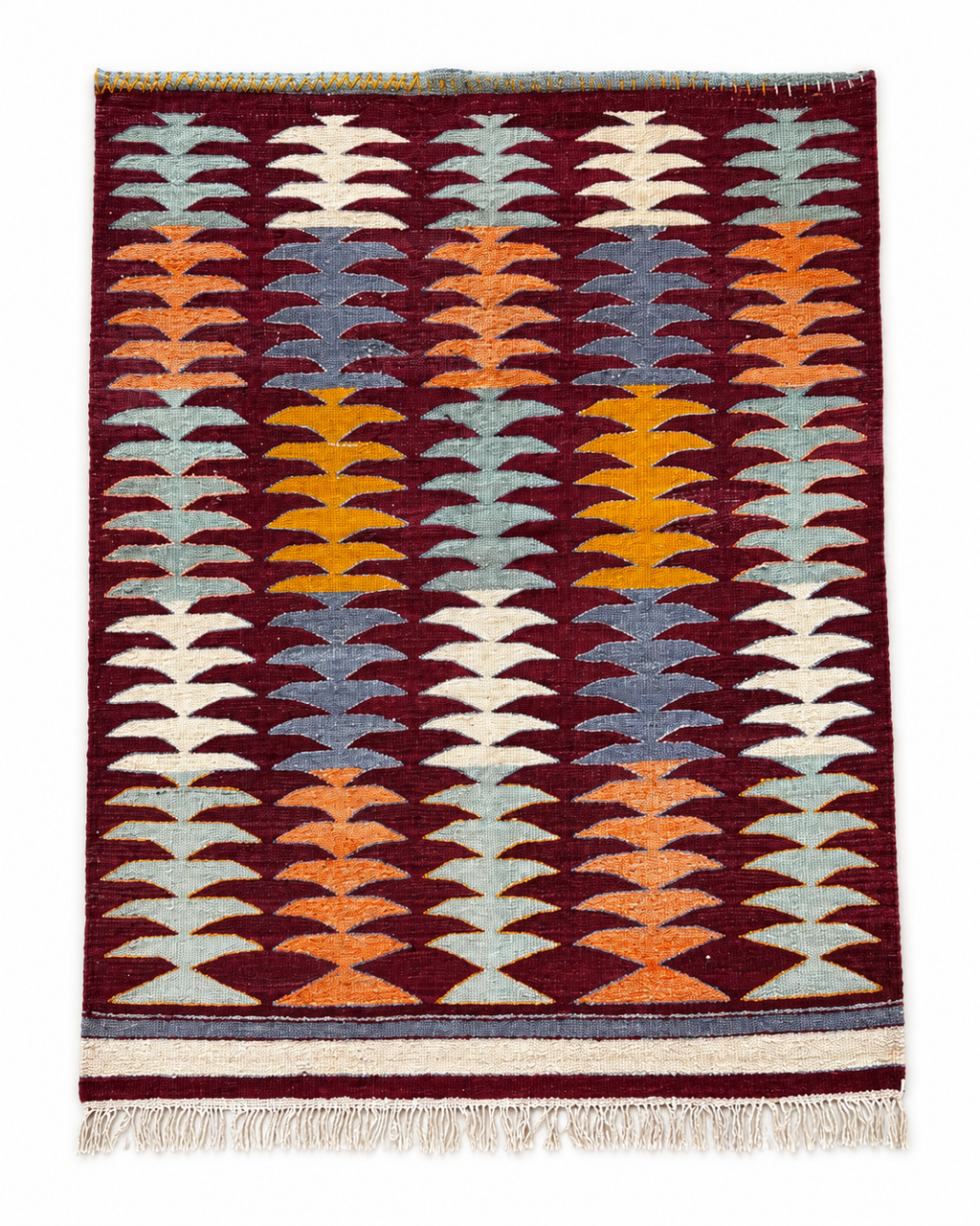 98 × 111 cm Vintage Afyon Parmaklı Kilim – Handmade Turkish Wool Carpet