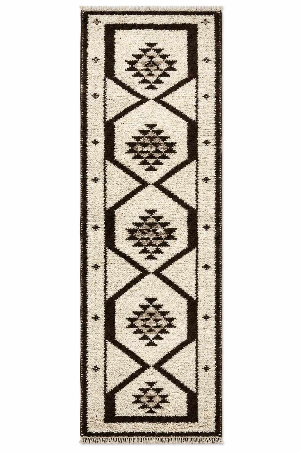 Herki Tribal Runner Rug – Ivory · 80 × 320 cm