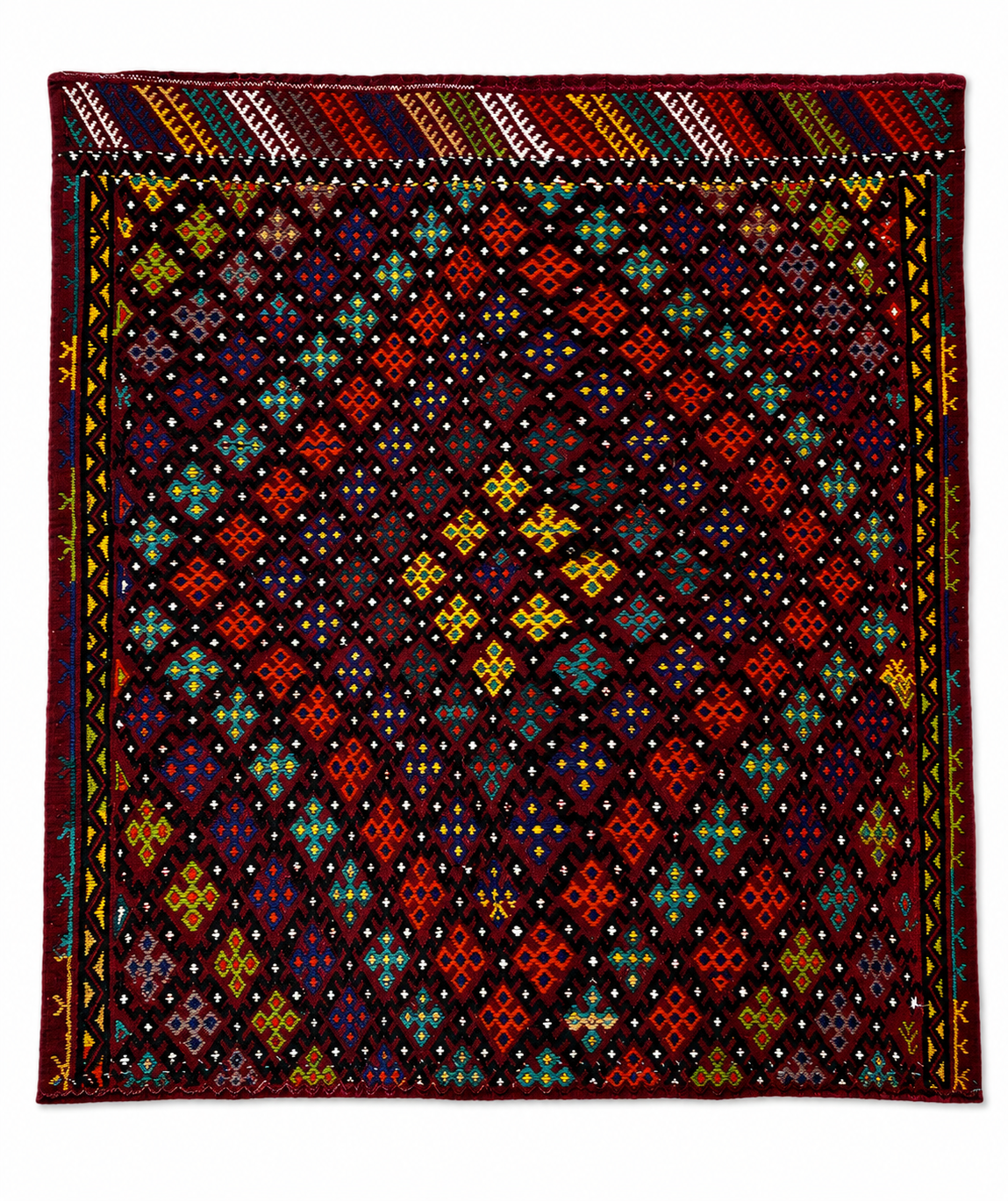 110 × 112 cm Vintage Aksaray Cicim Kilim – Handmade Turkish Wool Carpet