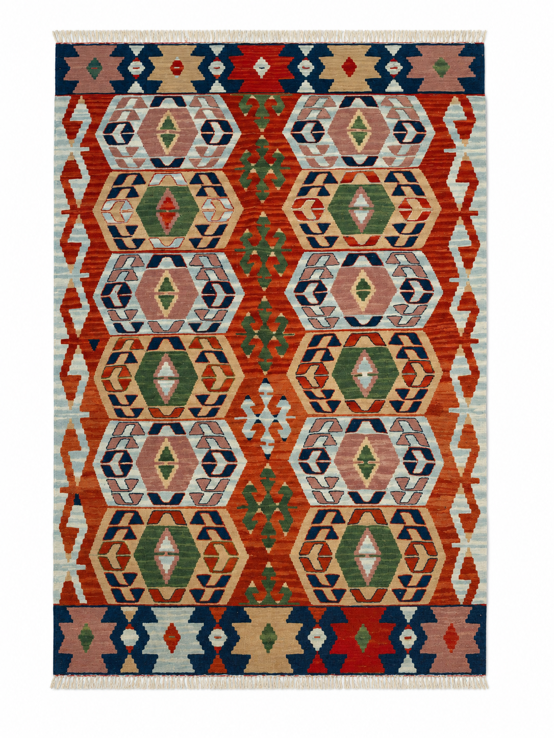 110 × 175 cm Vintage Uşak Kilim – Handmade Turkish Wool Flatweave Carpet