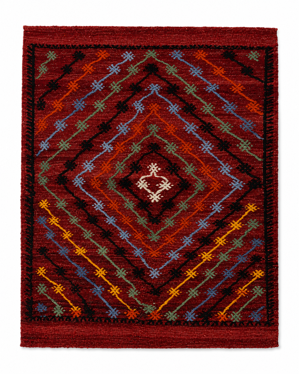 120 × 133 cm Handmade Konya Kilim – Turkish Wool Flatweave Carpet