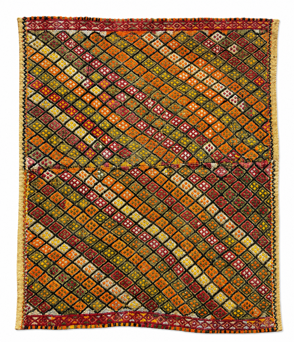 110 × 130 cm Vintage Aksaray Cicim Kilim – Handmade Turkish Wool Carpet