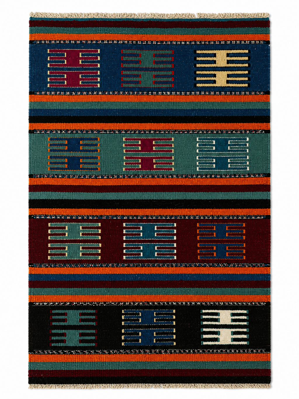 73 × 108 cm Vintage Afyon Parmaklı Kilim – Handmade Turkish Wool Carpet