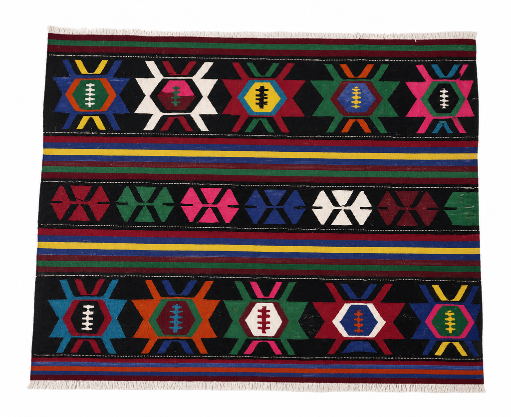 160 × 200 cm Vintage Afyon Kilim – Handmade Turkish Wool Carpet