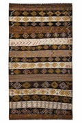 150 × 380 cm Handmade Turkish Kars Cicim Kilim Runner – Vintage Tribal Wool Flatweave