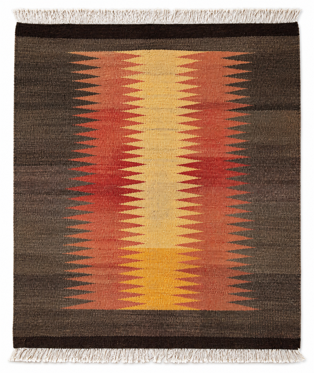 86 × 100 cm Vintage Afyon Parmaklı Kilim – Handmade Turkish Wool Carpet