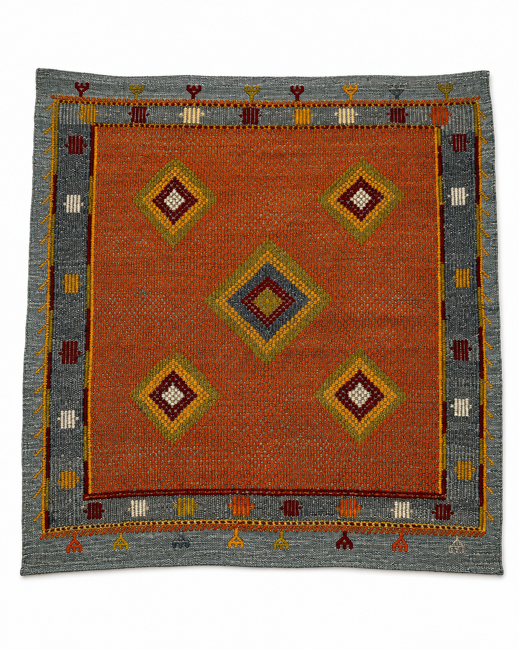 104 × 107 cm Vintage Niğde Cicim Kilim – Handmade Turkish Wool Carpet