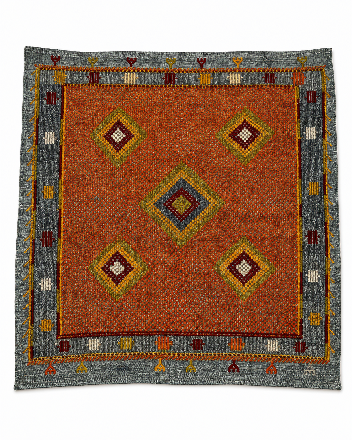 104 × 107 cm Vintage Niğde Cicim Kilim – Handmade Turkish Wool Carpet