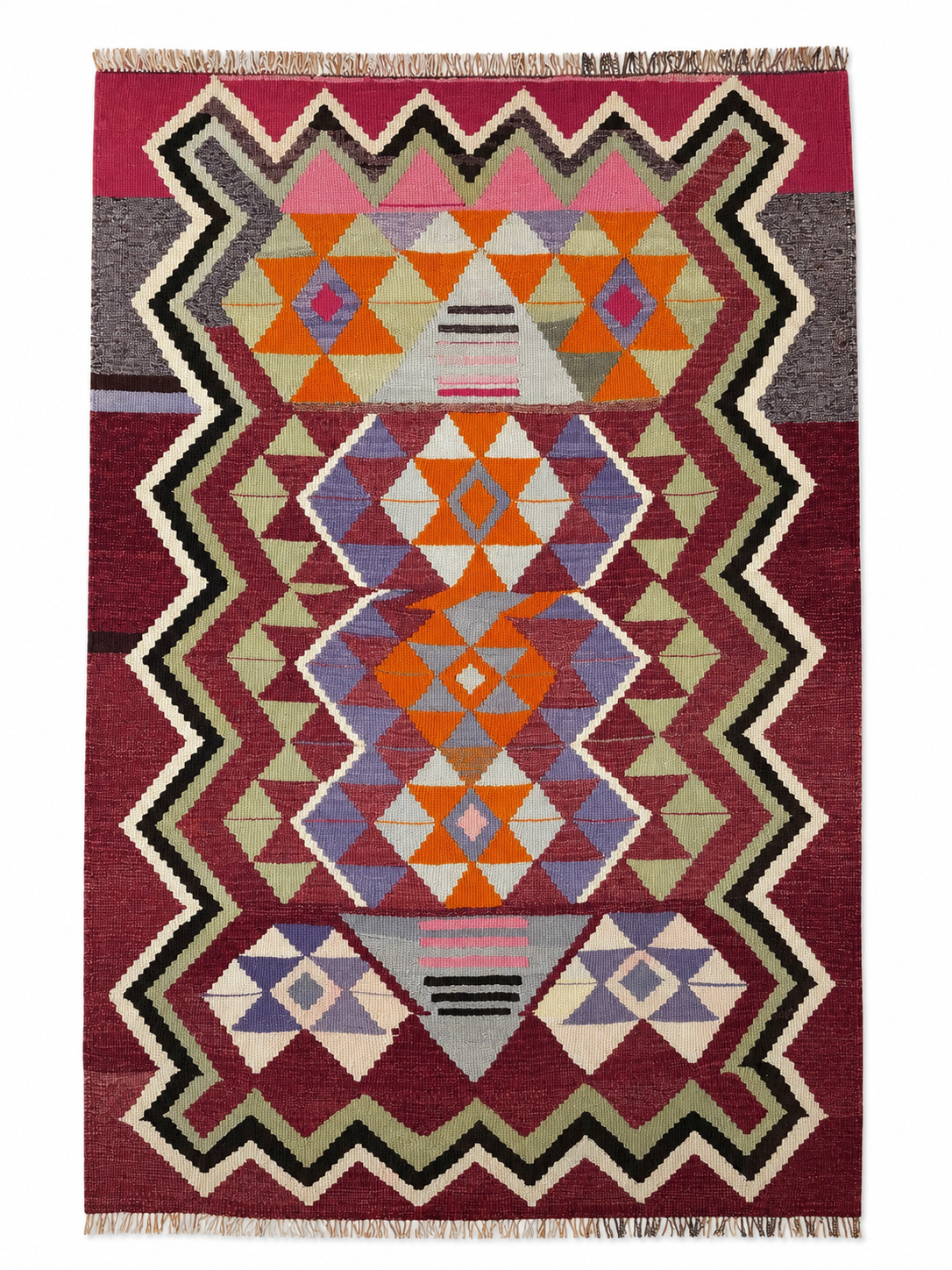 111 × 150 cm Handmade Vintage Antalya Kilim – 70–80 Year Old Turkish Wool Flatweave