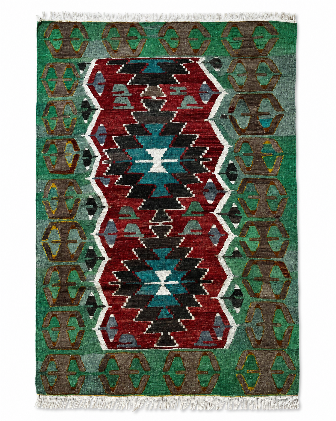 95 × 140 cm Vintage Uşak Kilim – Handmade Turkish Wool Carpet