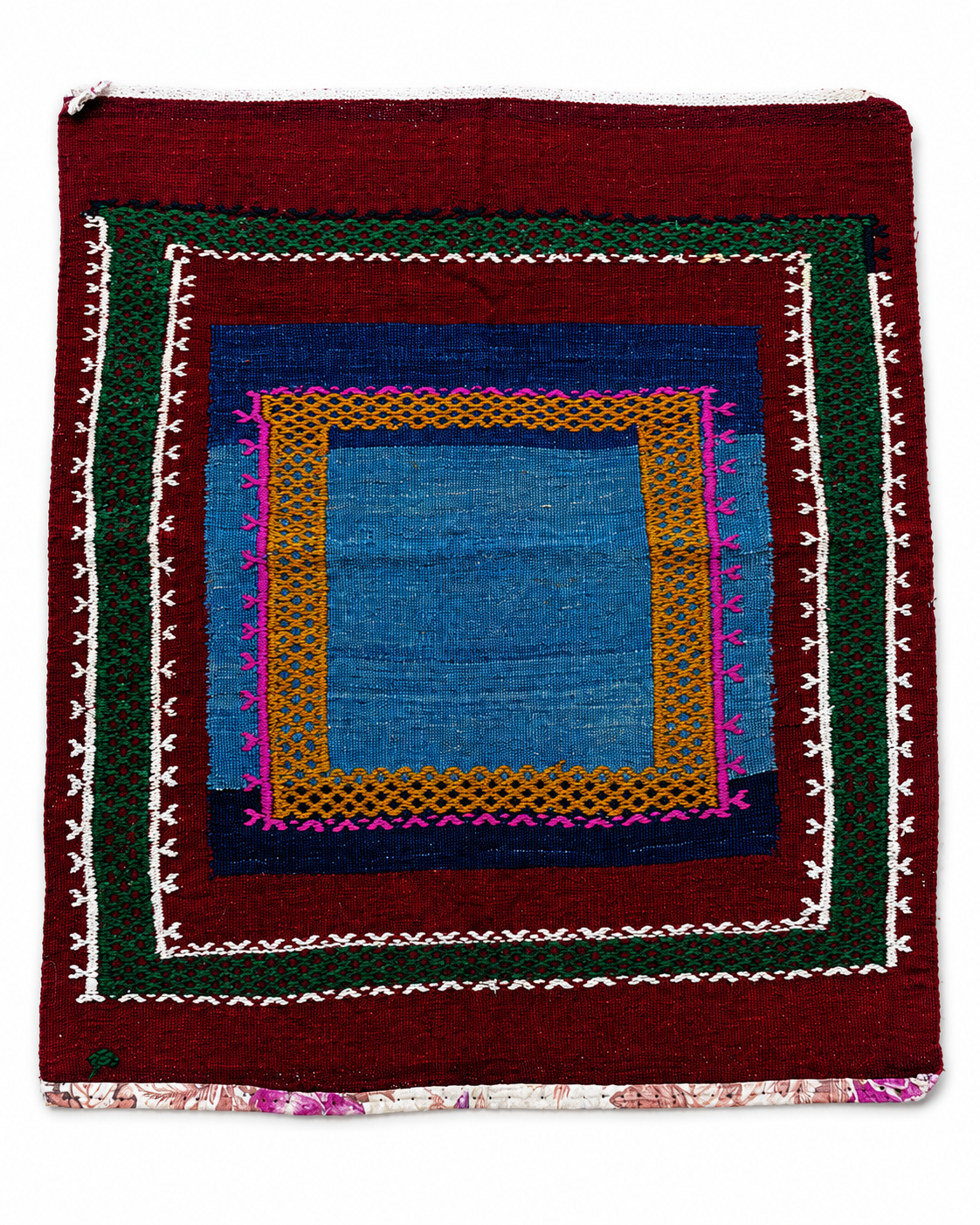 88 × 97 cm Vintage Afyon Parmaklı Kilim – Handmade Turkish Wool Carpet
