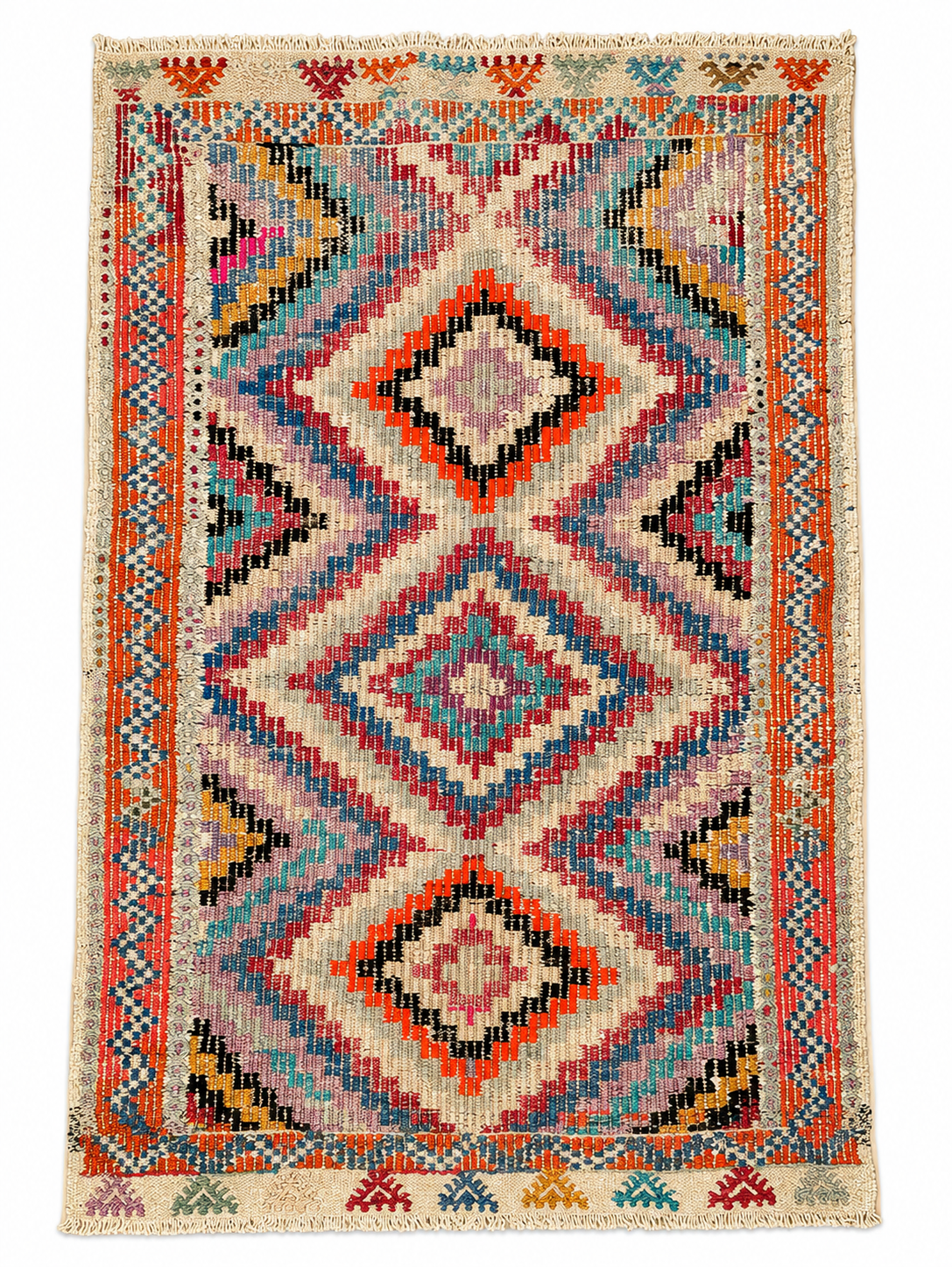 80 × 119 cm Vintage Cappadocia Cicim Kilim – Handmade Turkish Wool Carpet