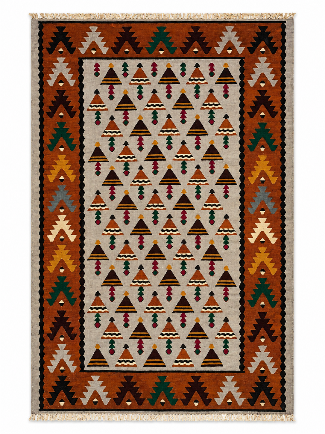 100 × 150 cm | Handmade Yugoslav Pirot Wool Kilim