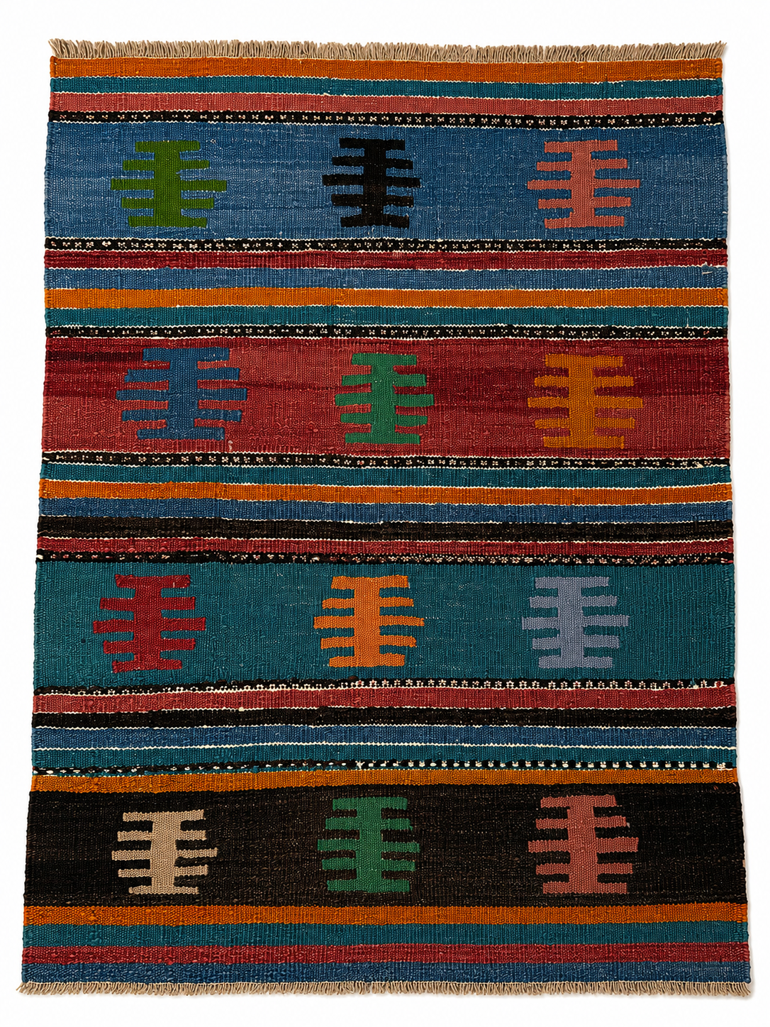 80 × 100 cm Vintage Afyon Parmaklı Kilim – Handmade Turkish Wool Carpet