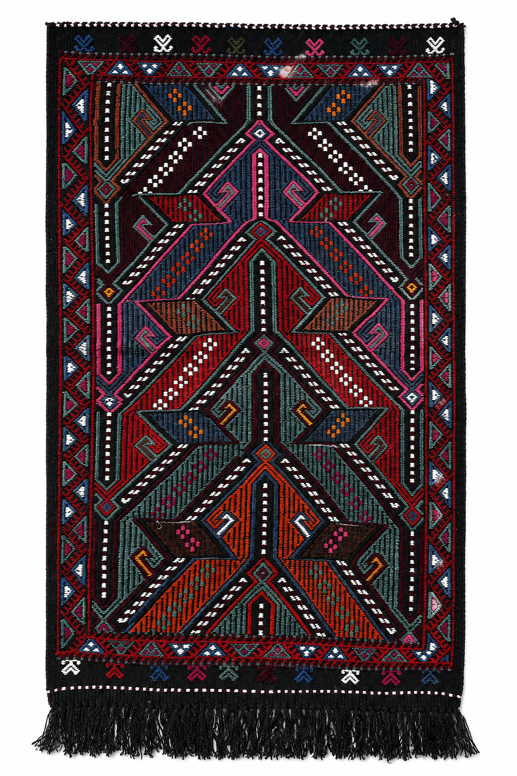 74 × 128 cm Vintage Konya Kilim – Handmade Turkish Wool Carpet