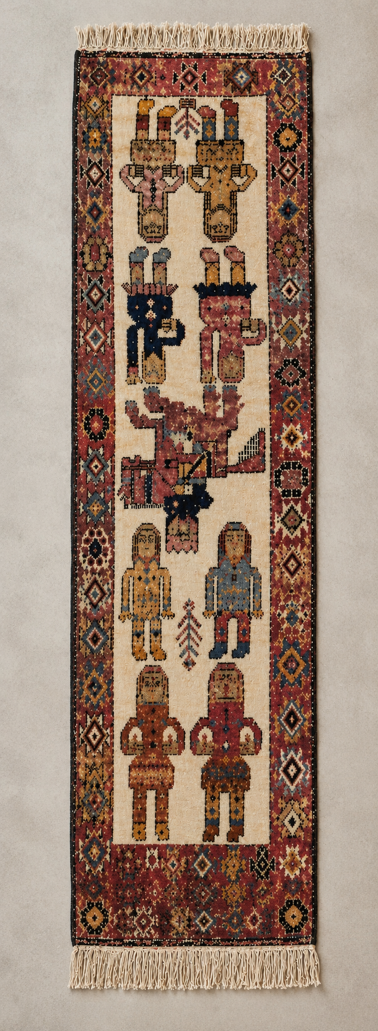 123 × 335 cm | Handmade Wool Tribal Runner