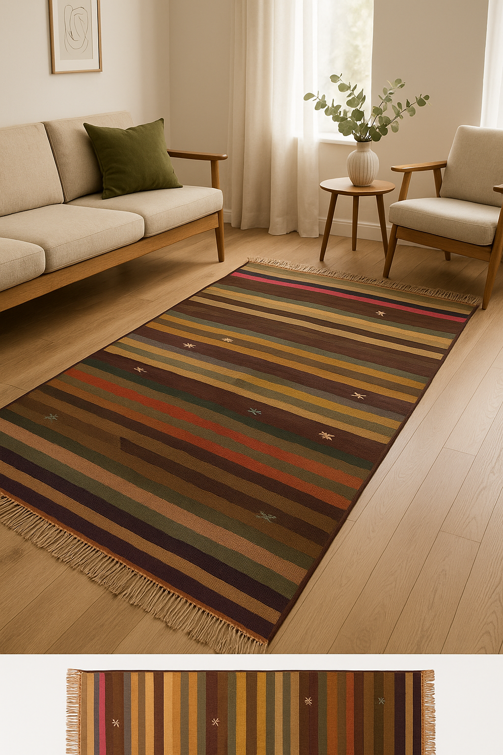 Handwoven Turkish Vintage Kilim Rug – 130×225 cm | Wool Flatweave