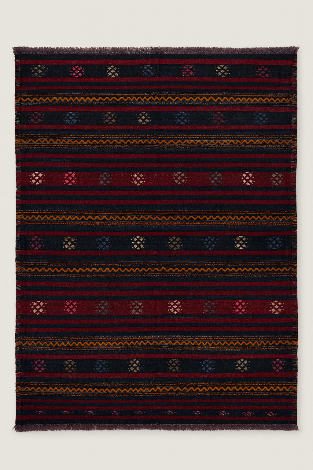 Handwoven Double-Sided Turkish Kilim Rug – 205×150 cm | Wool Flatweave