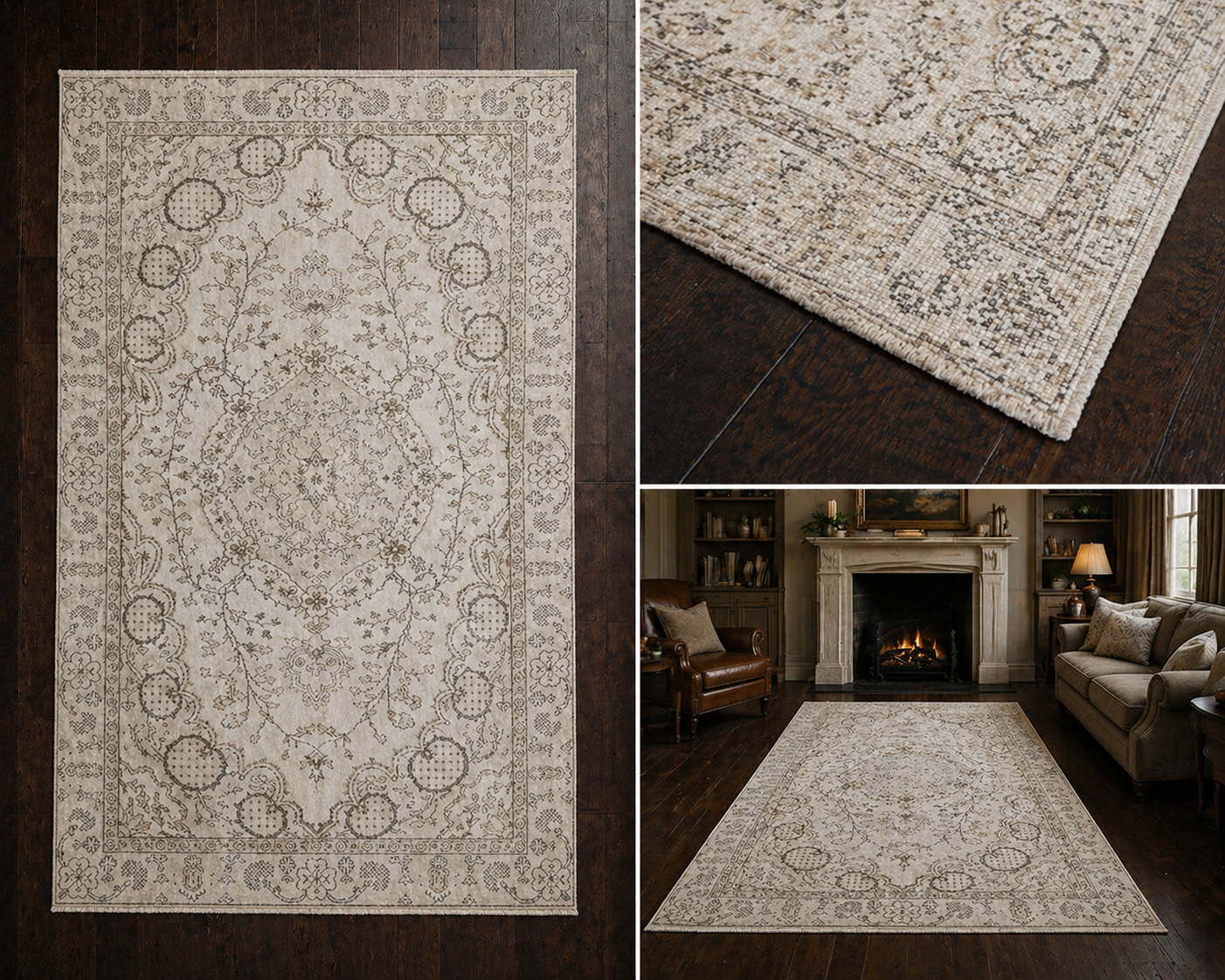 Vintage Turkish Rug 162x272 cm – Handmade Wool Neutral Oushak Style Large Area Rug