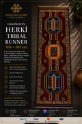106 × 301 cm | Handmade Vintage Herki Wool Runner