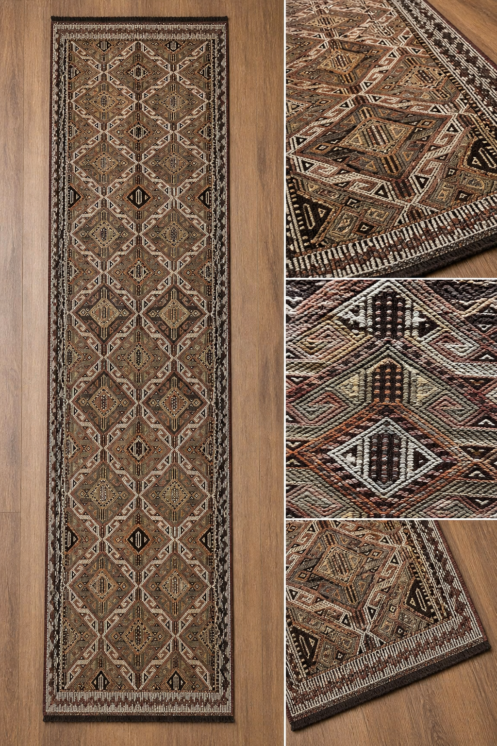 Mut Cicim Kilim 130x310 cm – Handwoven Wool Runner – Neutral Tribal Anatolian Rug