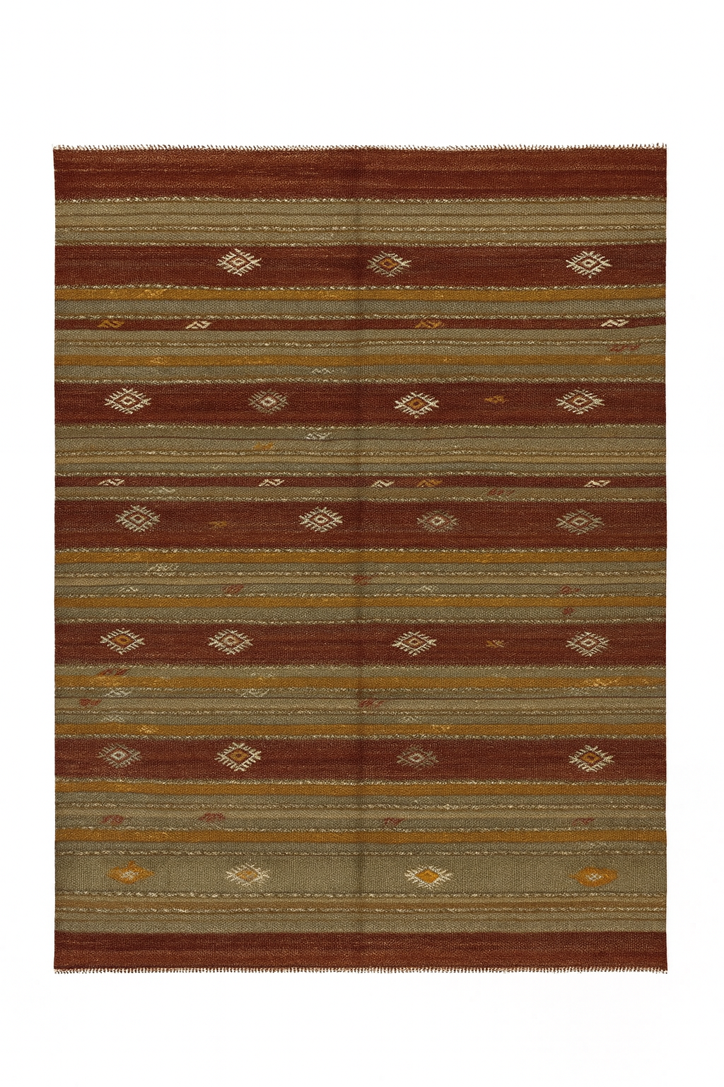 Turkish Vintage Kilim Rug – 124 × 191 cm – Handwoven Wool – Tribal Striped Anatolian Decor