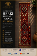 90 × 347 cm | Handmade Vintage Herki Wool Runner