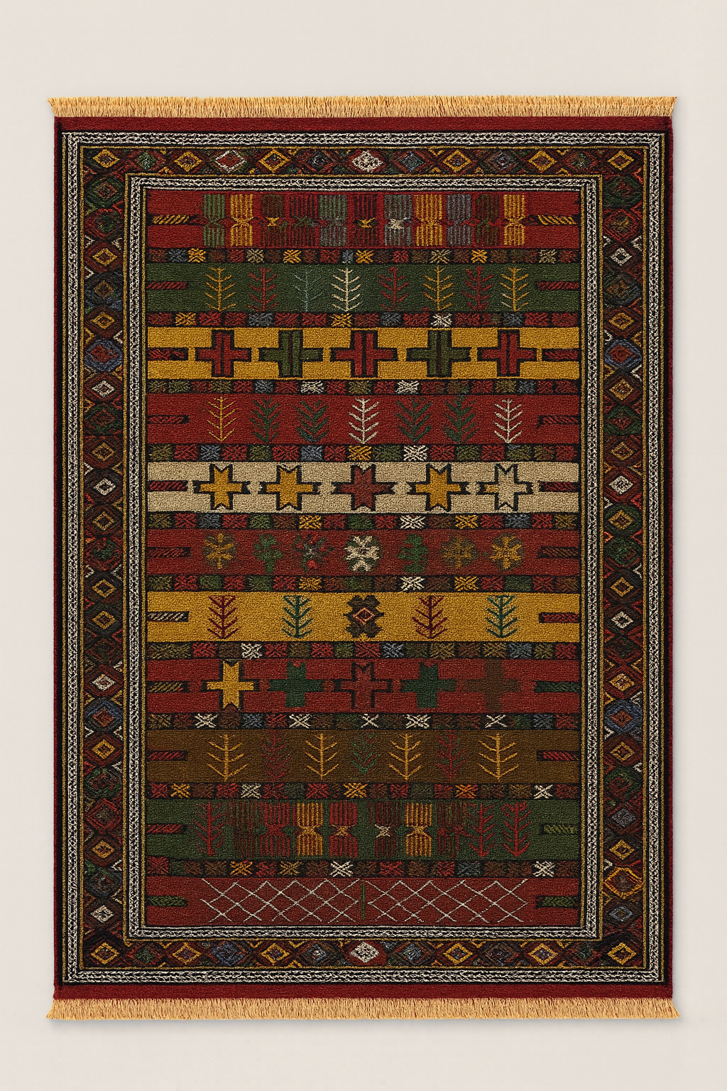 Turkish Kilim Rug – 133 × 192 cm – Handmade Wool – Raised Relief Weave – Anatolian Tribal Decor