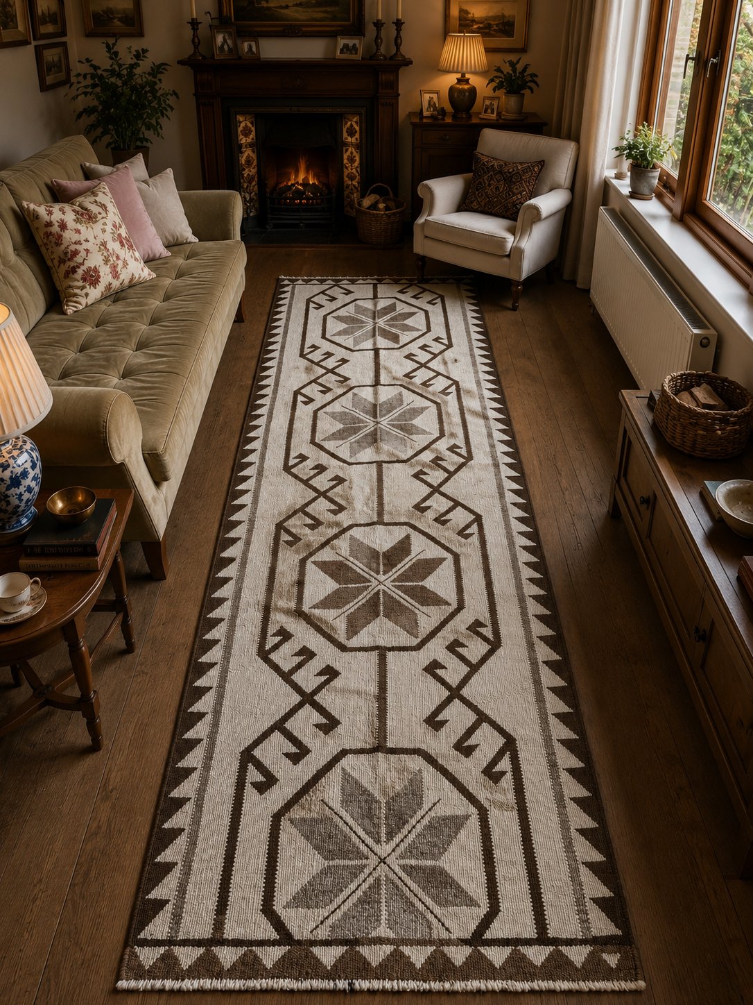 100 × 335 cm | Handmade Anatolian Herki Kilim Runner