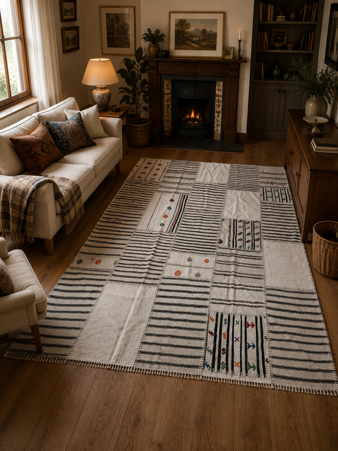 170 × 240 cm | Handmade Patchwork Wool Kilim