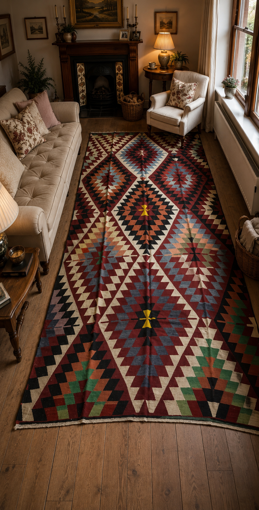175 × 345 cm | Handmade Uşak Kelle Boyu Wool Kilim
