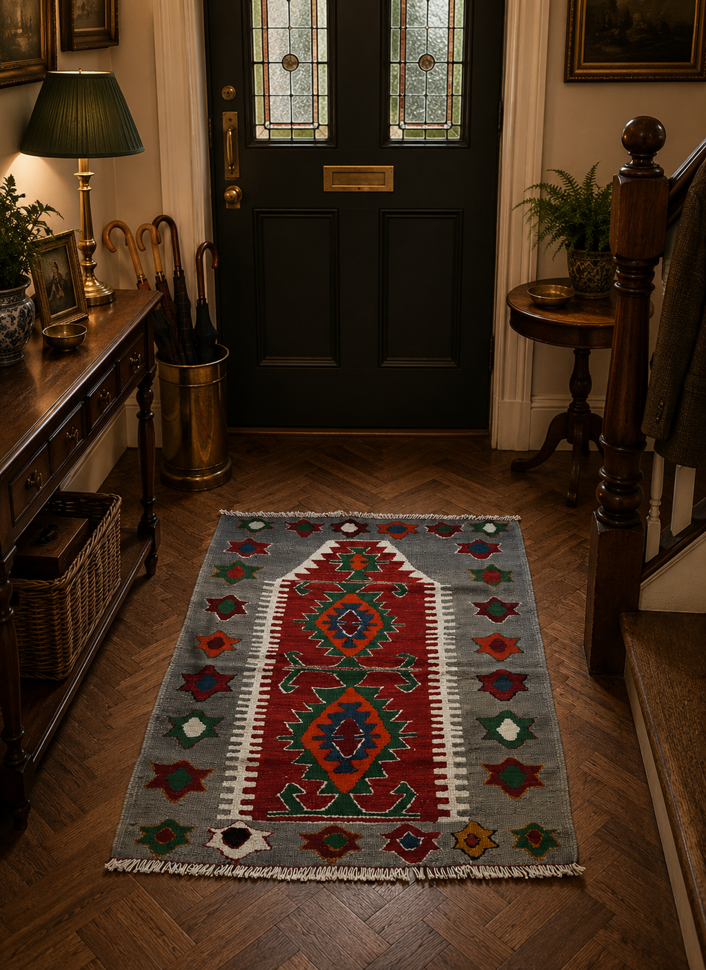 82 × 112 cm | Authentic Handmade Turkish Wool Kilim(c. 1960s)