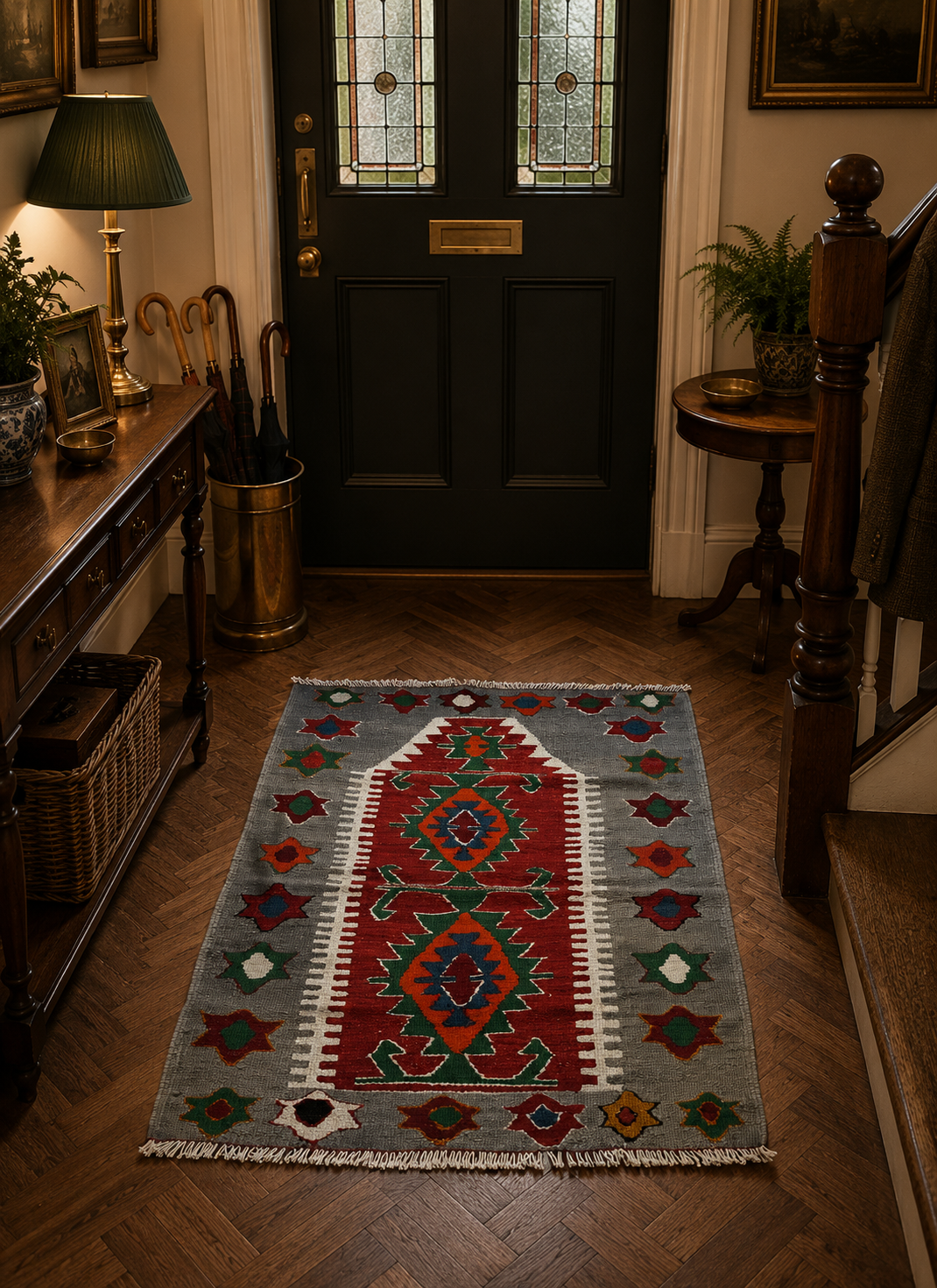 82 × 112 cm | Authentic Handmade Turkish Wool Kilim(c. 1960s)