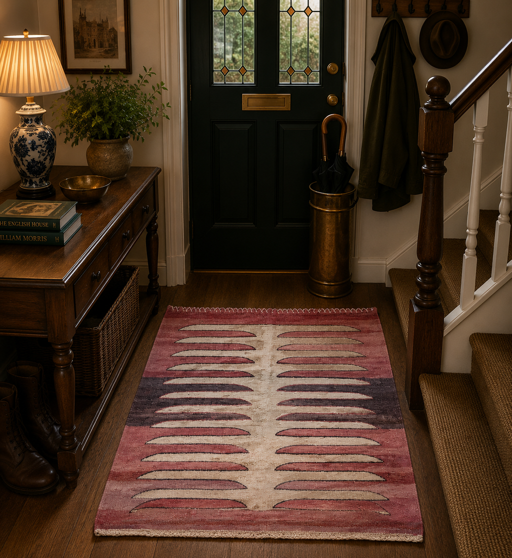 92 × 98 cm Vintage Afyon Parmaklı Kilim – Handmade Turkish Wool Carpet