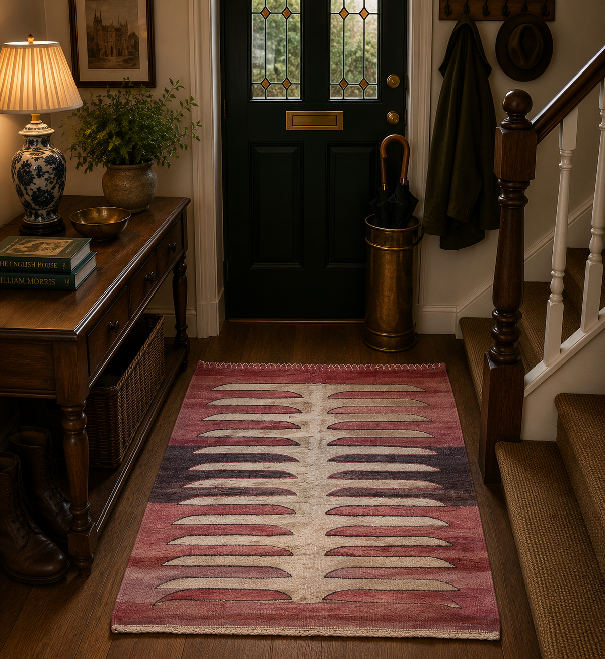 92 × 98 cm Vintage Afyon Parmaklı Kilim – Handmade Turkish Wool Carpet