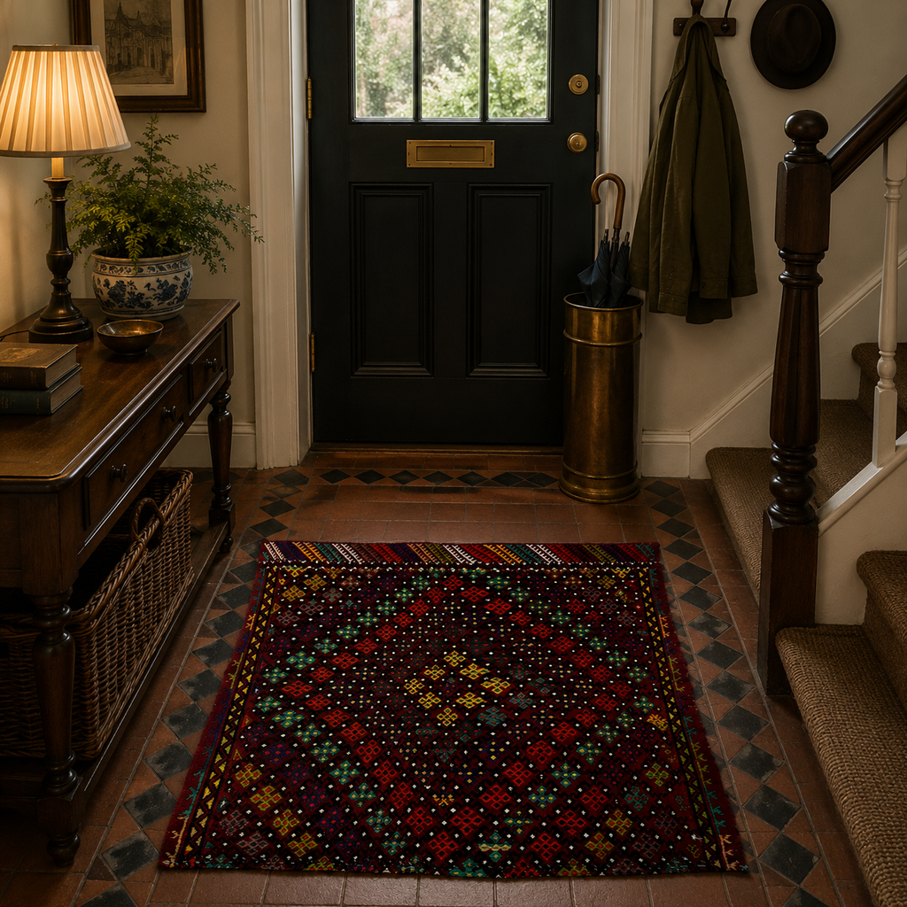 110 × 112 cm Vintage Aksaray Cicim Kilim – Handmade Turkish Wool Carpet
