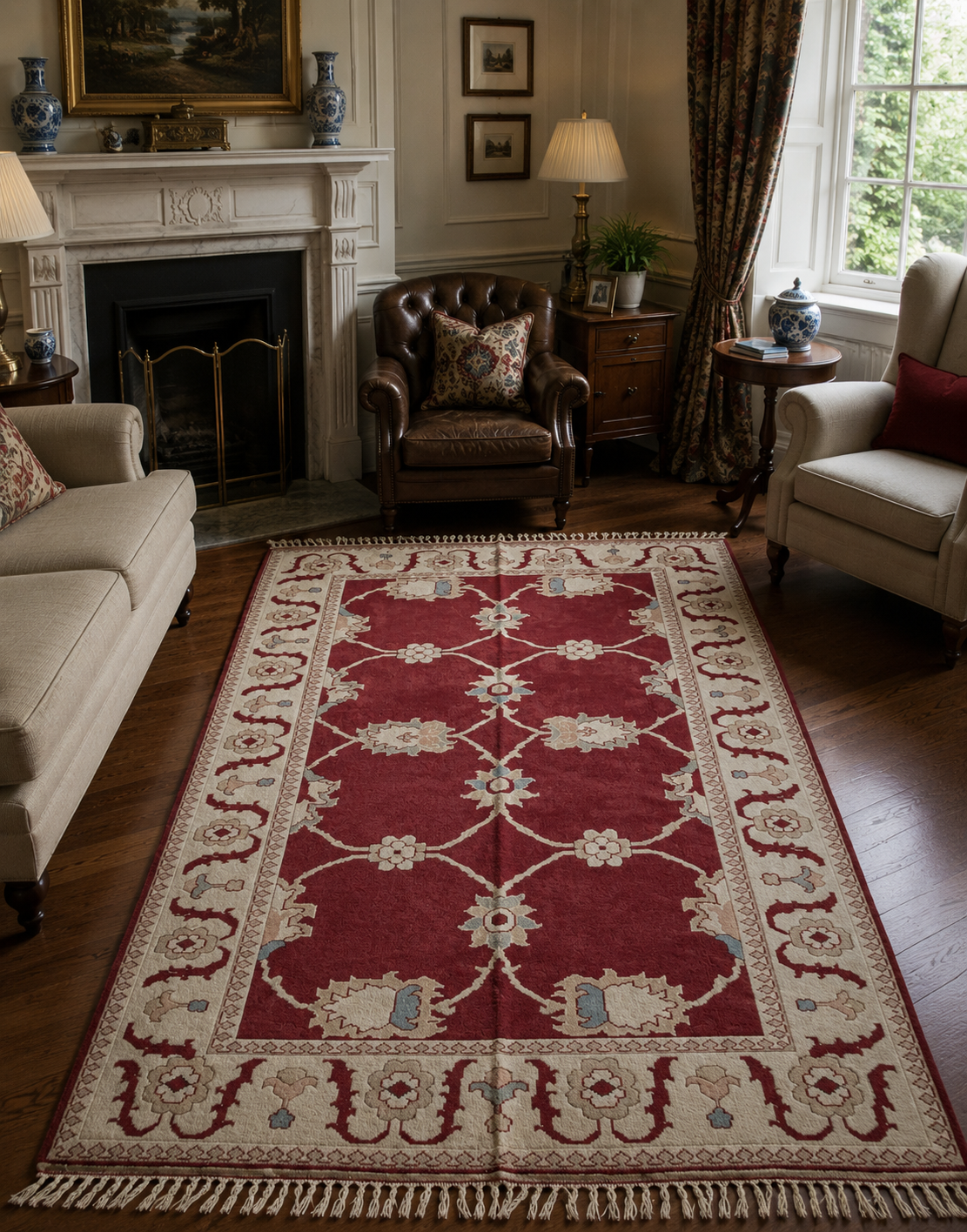 175 × 280 cm Handmade Turkish Oushak Rug – Vintage Wool Carpet – Large Area Rug – Traditional Anatolian Rug