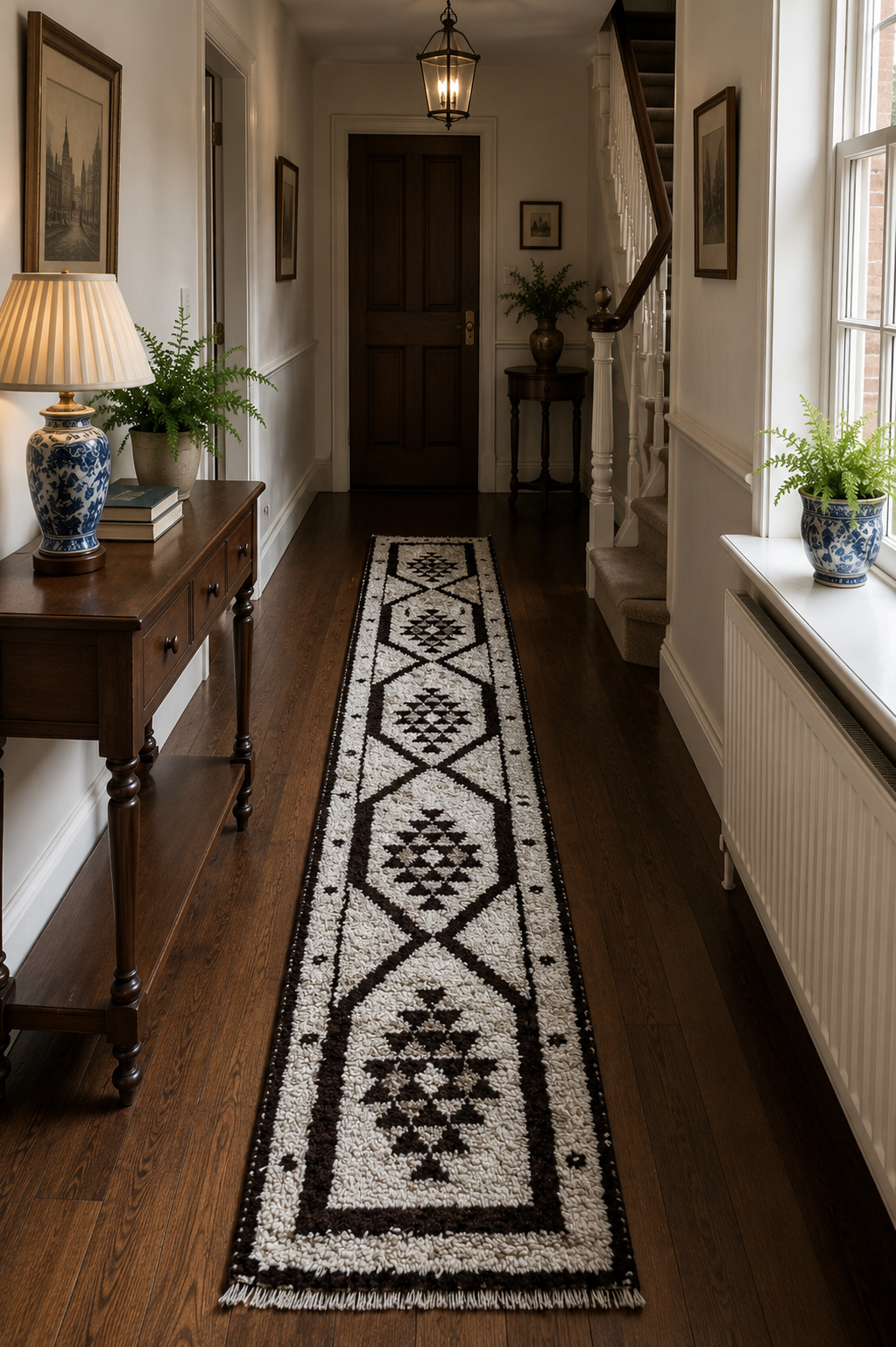 Herki Tribal Runner Rug – Ivory · 80 × 320 cm