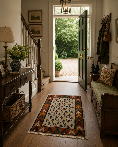 100 × 150 cm | Handmade Yugoslav Pirot Wool Kilim
