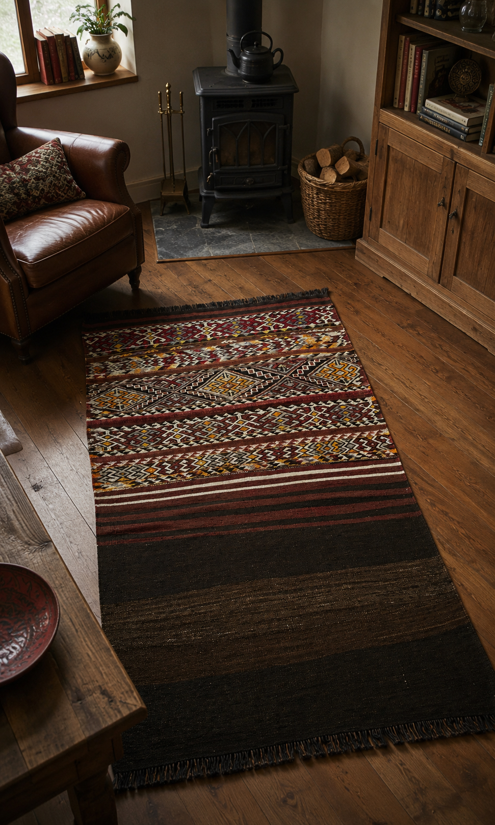96 × 160 cm | Handmade Mersin Mut Wool Runner Kilim
