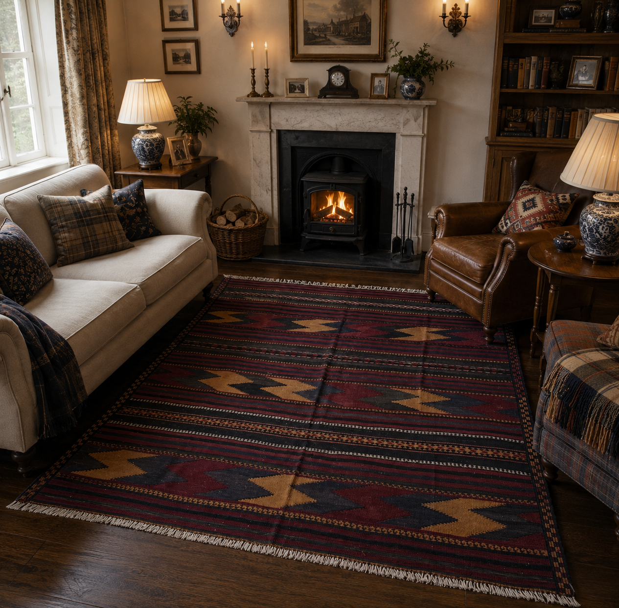 163 × 173 cm Vintage Persian Kilim – Handmade Wool Carpet